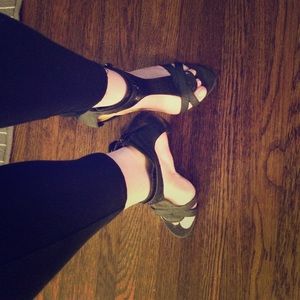Nine West Black Wedge Sandals